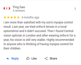 Myopia management testimonial